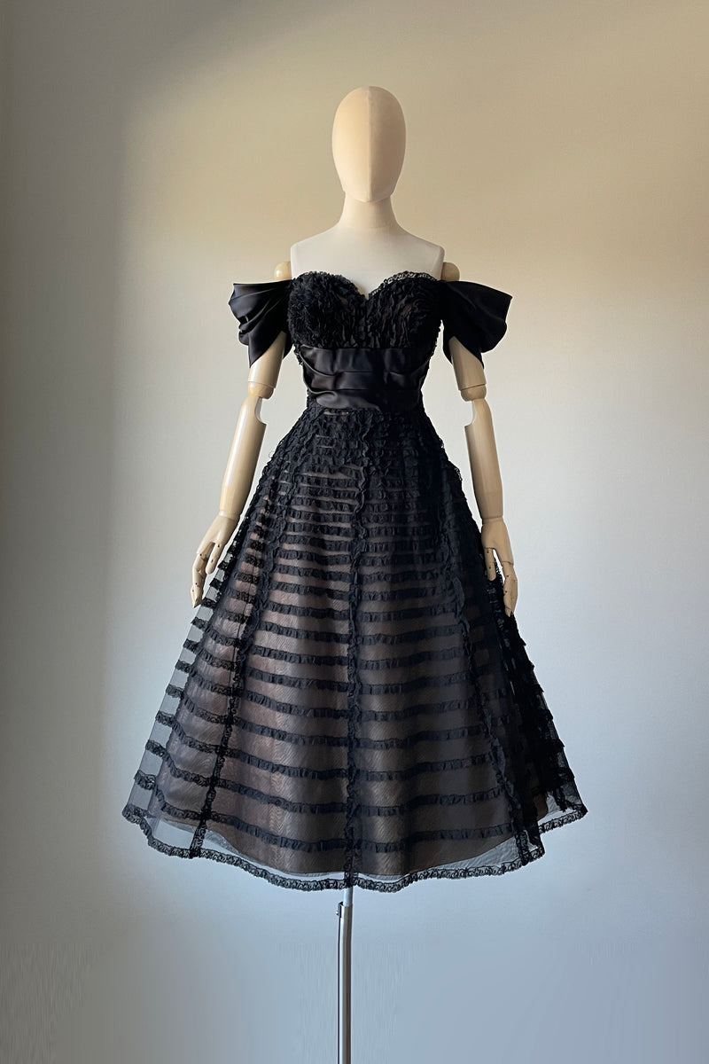 1310054 Black Lace Tulle Dress