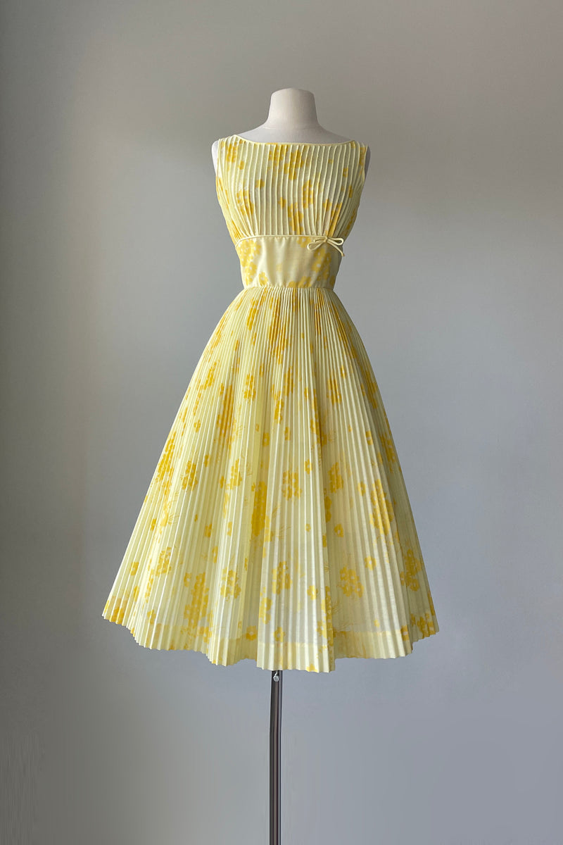 1950s Yellow Floral Print Dress by California Cottons | XS/S main image 1