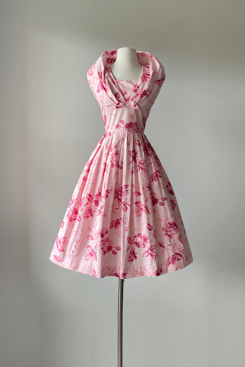 1950s Cole of California Pink Roses Dress | XS/S