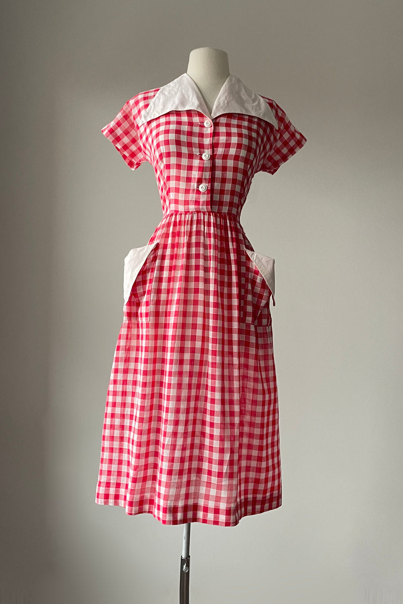 1940s Gingham Dress Size 3