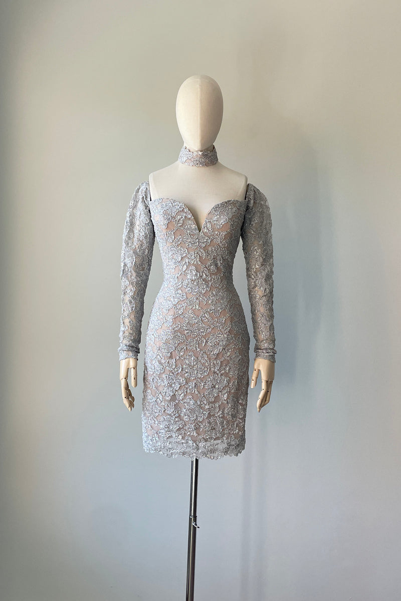 1980s Silver Lurex Pleated Metallic Dress by Stash | XS/S