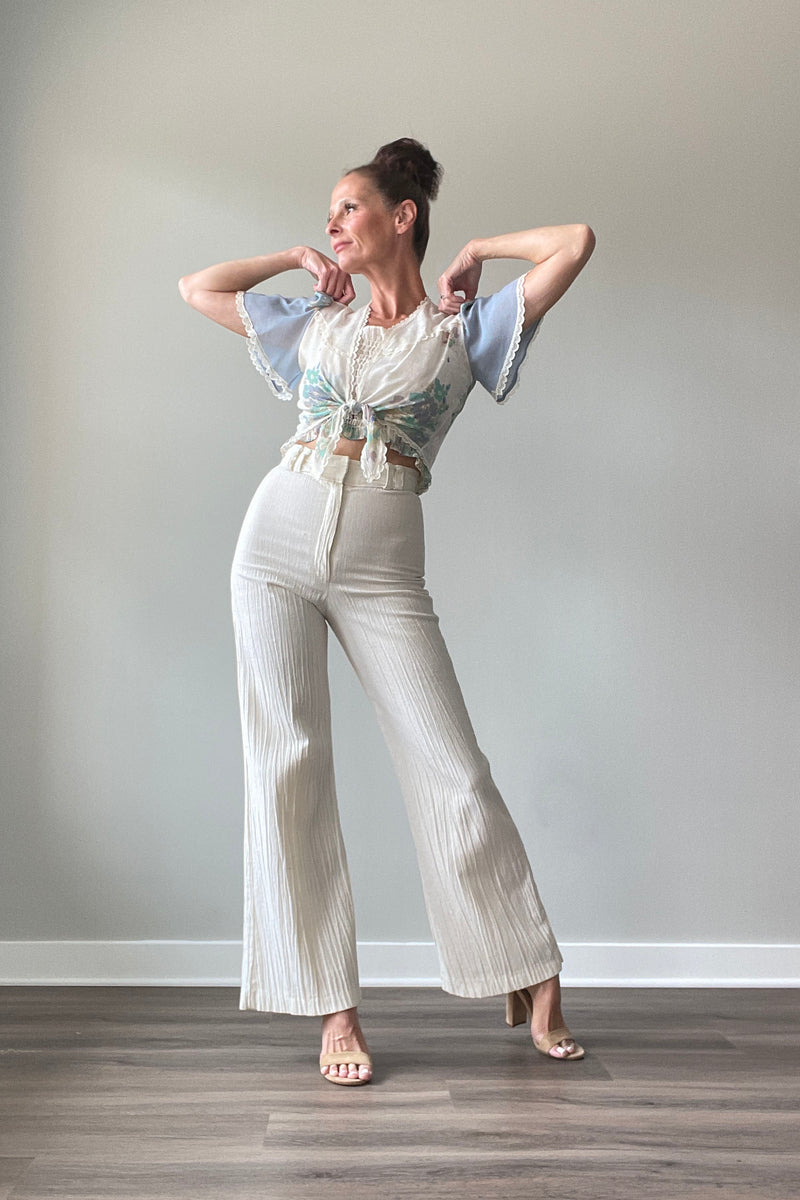 Vintage 70’s Pant Suit Set Navy Geometric Small main image 0