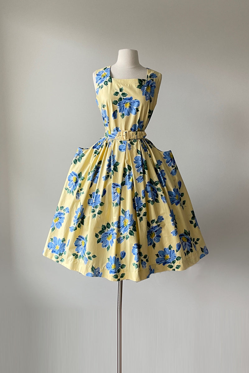 1950s Yellow Daisy Print Dress by Kay Windsor | XL/XXL main image 0