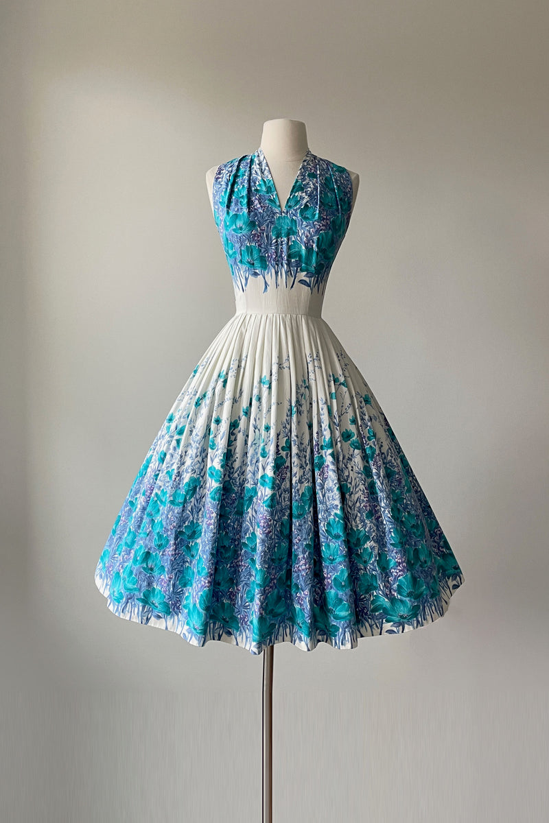 1950s Blue Toile Print Dress | XS/S