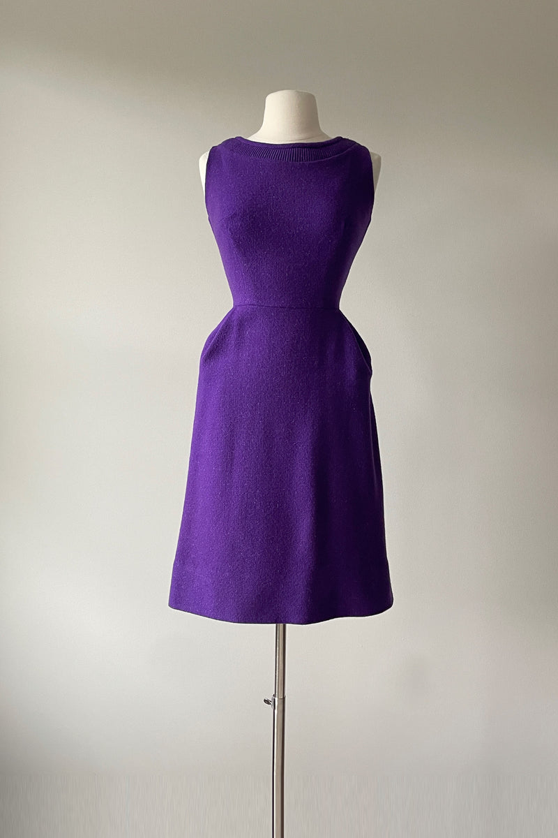 R E S E R V E D /// 1950s Purple Zinnia Print Belted Dress | S/M main image 0