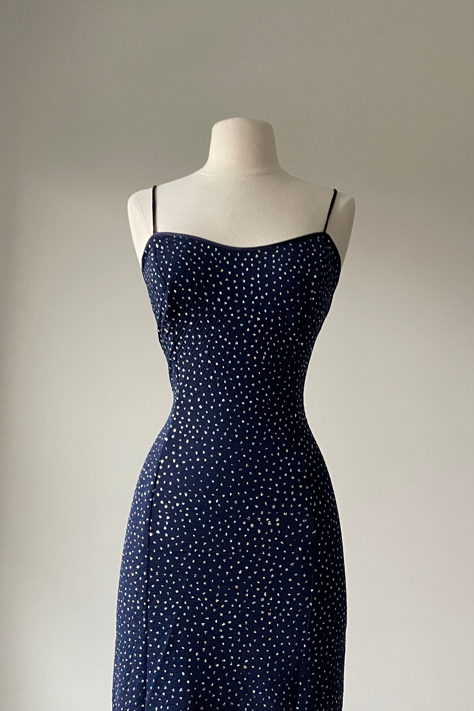 1990s Blue Glitter Dress by L.A. Glo | XS/S Mill Street Vintage 1990s Blue Glitter Dress by L.A. Glo | XS/S Mill Street Vintage