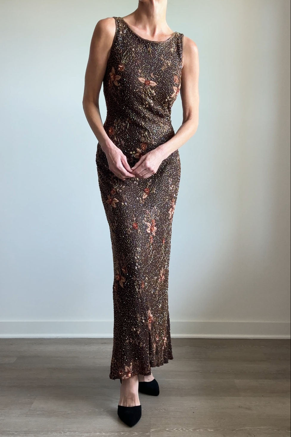 stenay beaded dress 1990s Chocolate Heavily Silk Gown by Model wears a size Size:32x32 vienna dress Royal Blue Mermaid Prom