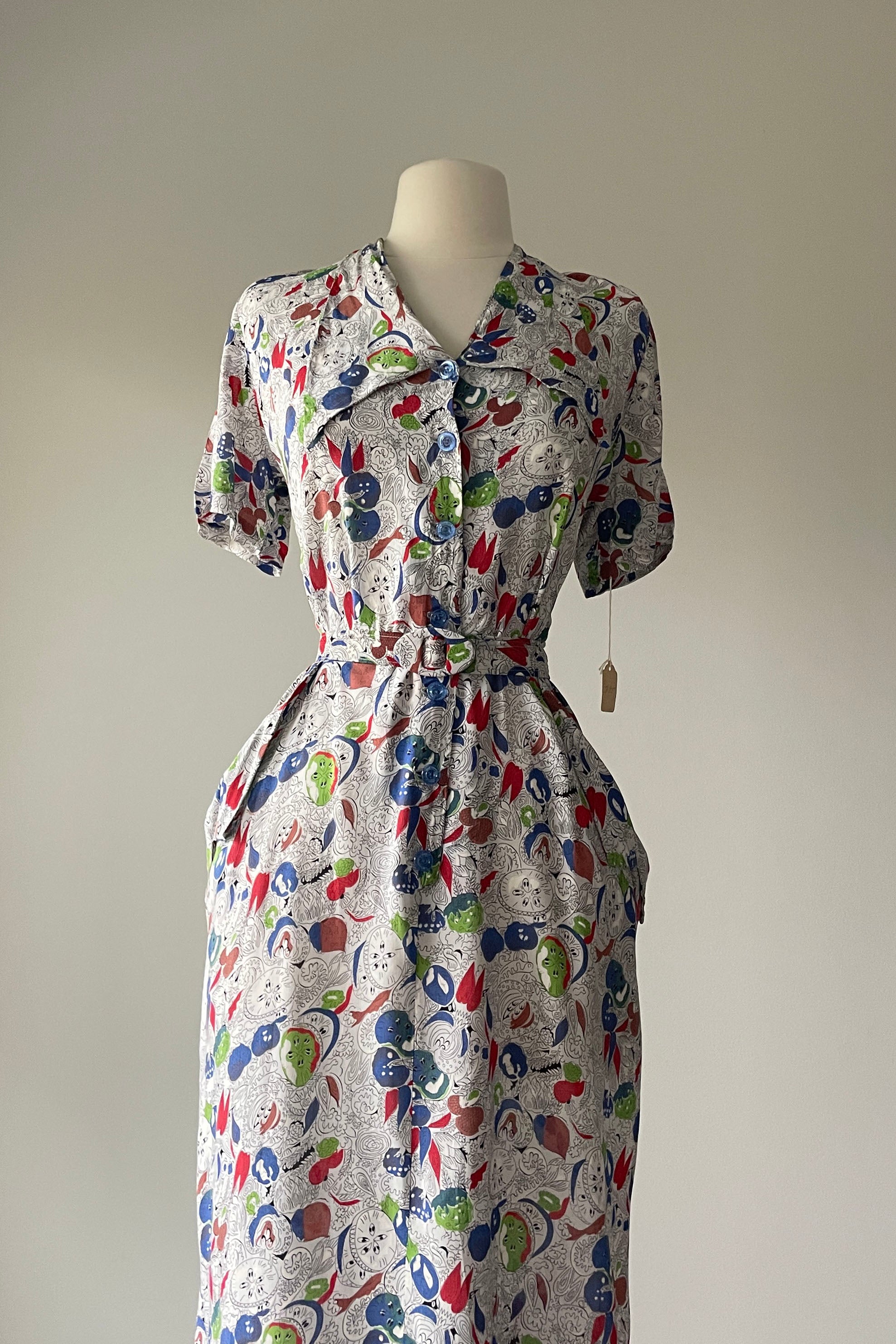 Vintage 1940s Fruit Novelty Print Dress by Toni Todd NWT | XL Mill Street Vintage Vintage 1940s Fruit Novelty Print Dress by Toni Todd NWT | XL Mill Street Vintage