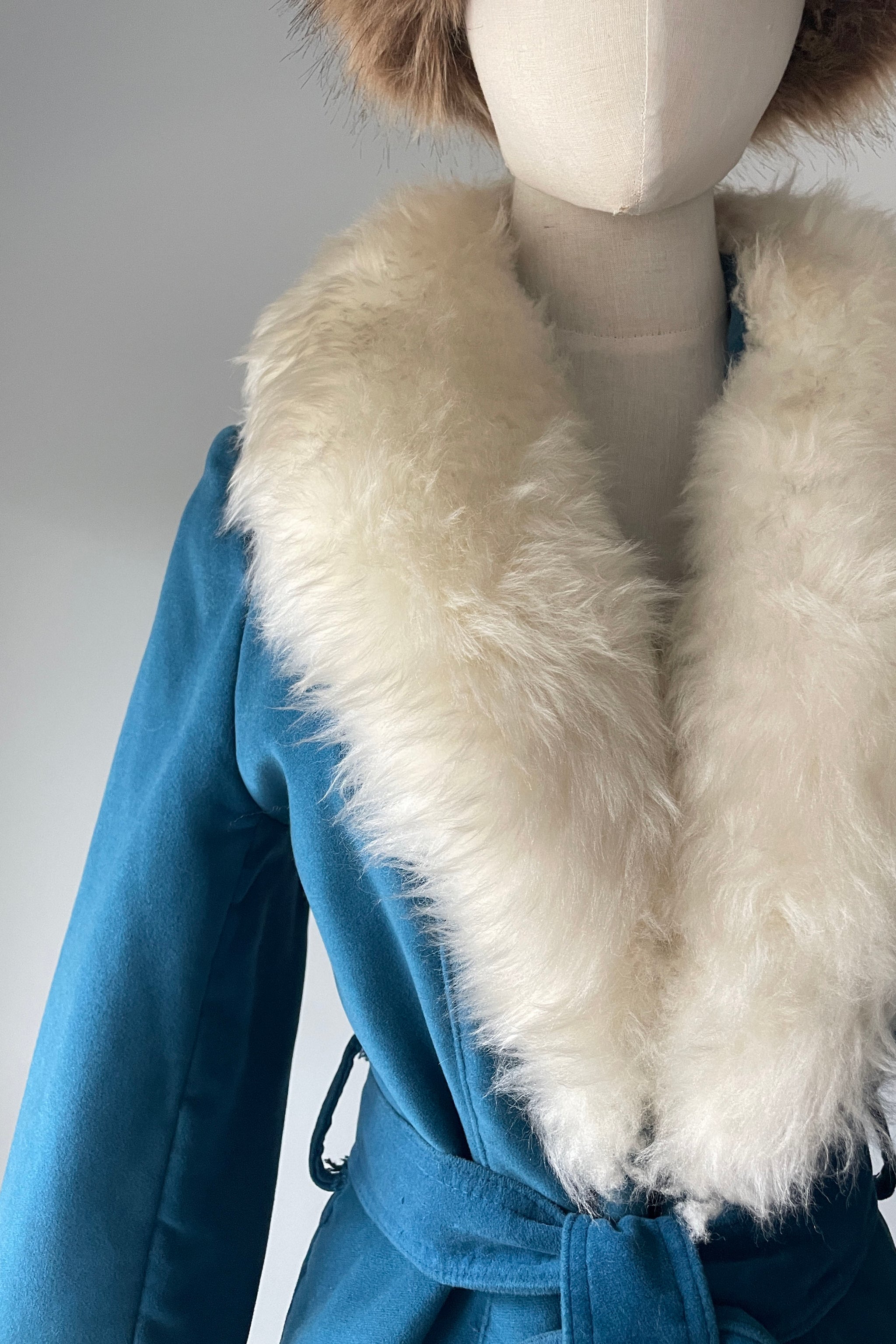 1960s Blue Shearling Princess Coat by Country Pacer | SMALL – Mill