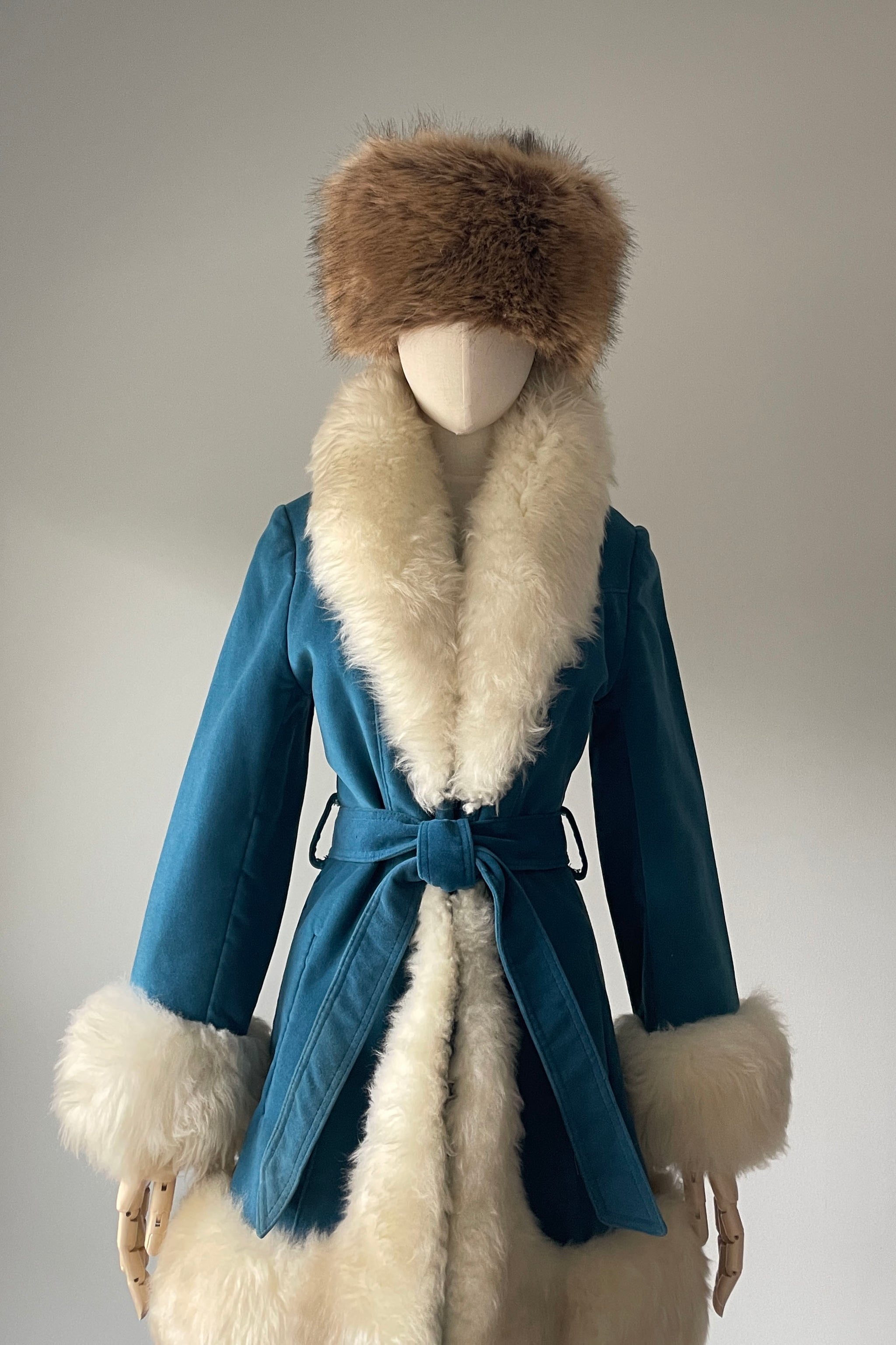 1960s Blue Shearling Princess Coat by Country Pacer | SMALL – Mill