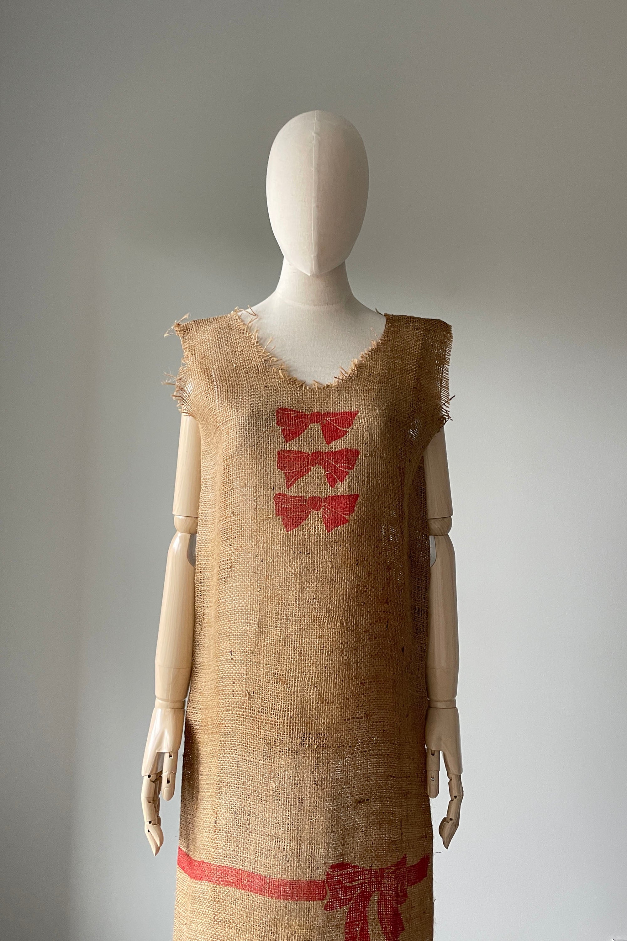 1950s Burlap Bow Tie Print Dress by Robin Shaffer