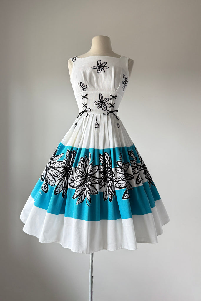 white christmas dresses Vintage 1960s Laced Ties Cotton Dress by Vicky Vaughn
