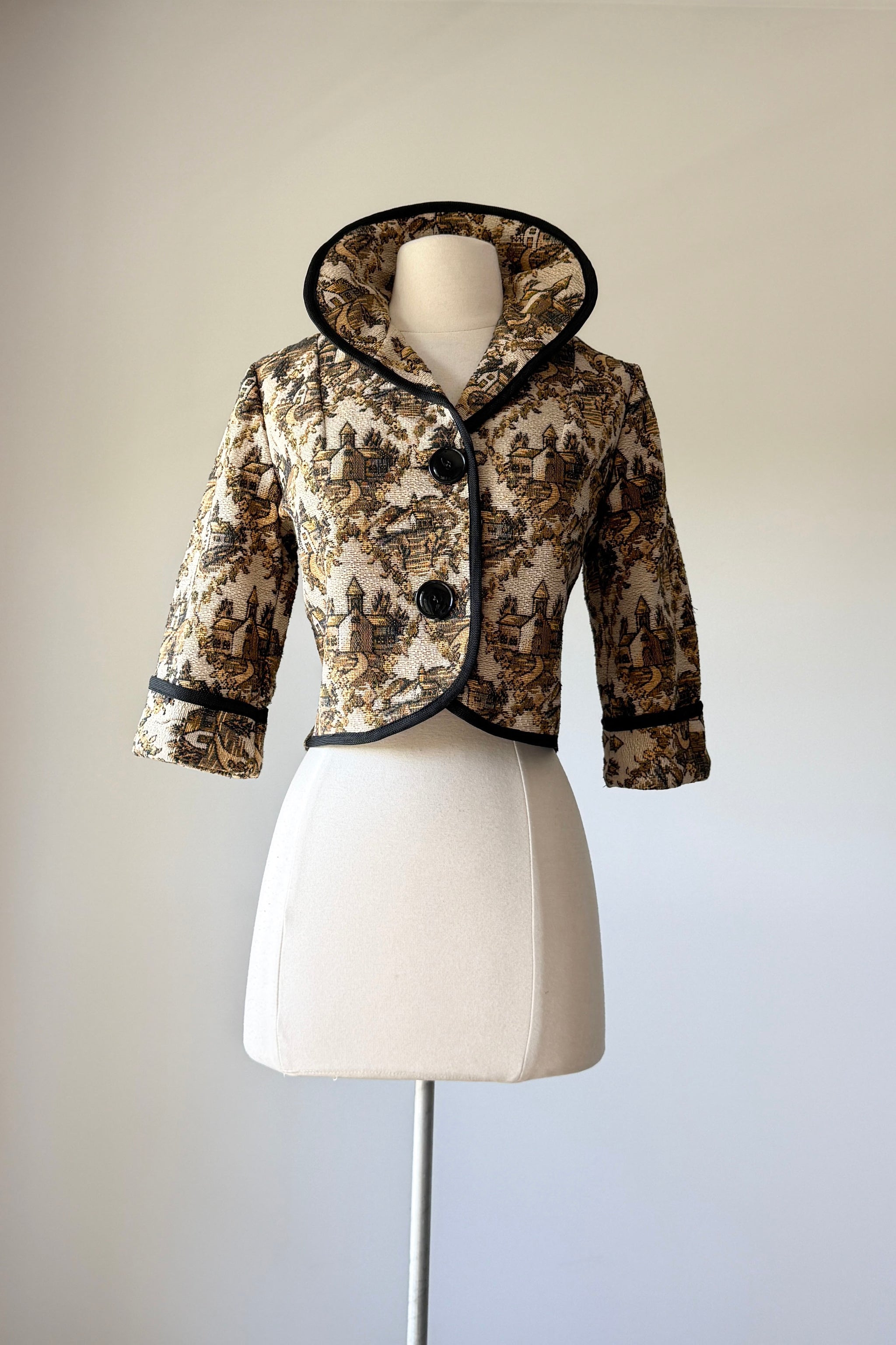 Vintage 1960s Chapel Tapestry Cropped Jacket | MEDIUM – Mill