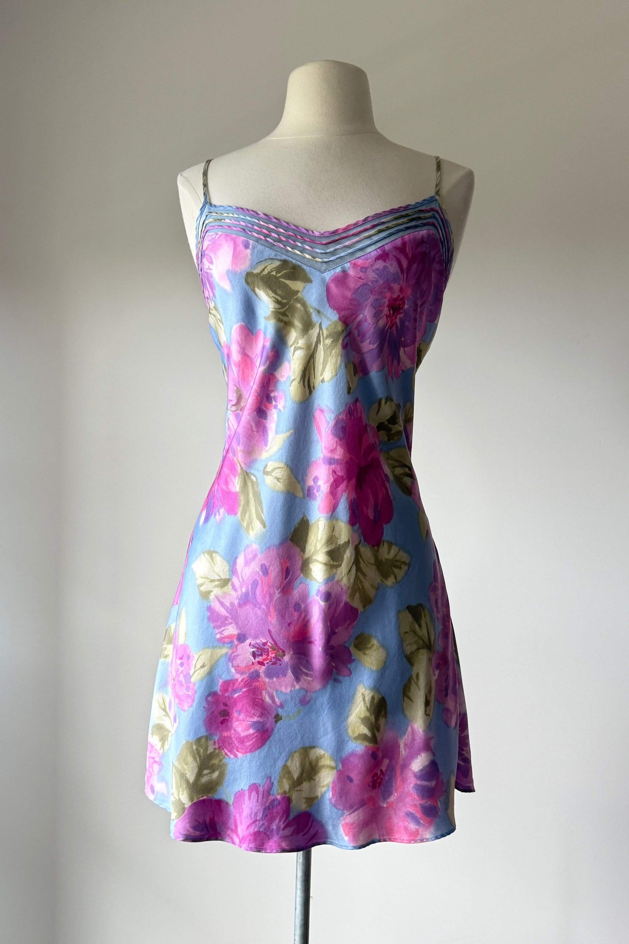 Vintage Purple Floral Silk Slip Dress Victoria's Secret