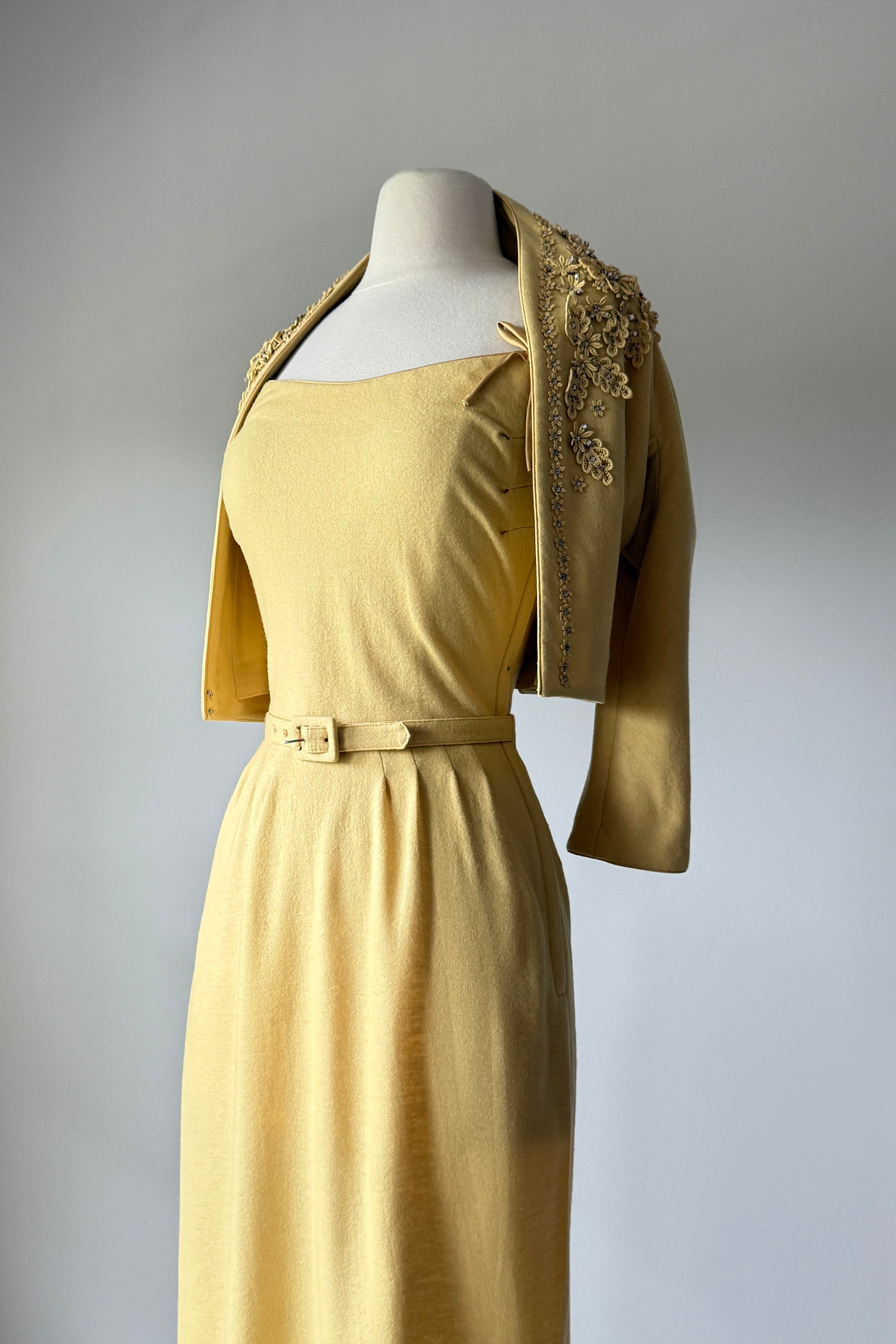 Vintage 1950s Marigold Wool Cocktail Dress + Jacket by Carlye | XS Mill Street Vintage Vintage 1950s Marigold Wool Cocktail Dress + Jacket by Carlye | XS Mill Street Vintage