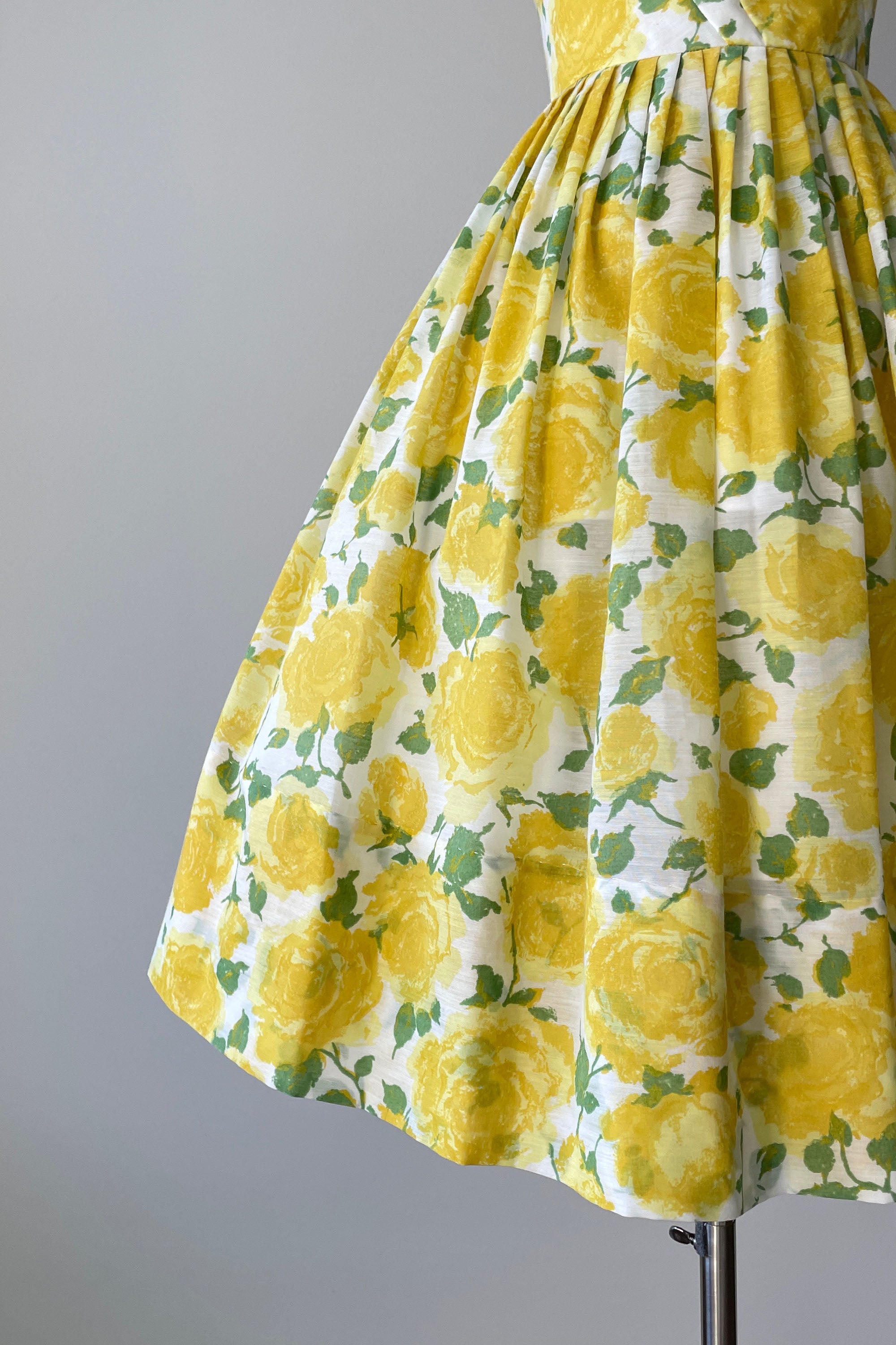 1950s Yellow Rose Print Dress by L'aiglon 1950s Yellow Rose Print Dress by L'aiglon
