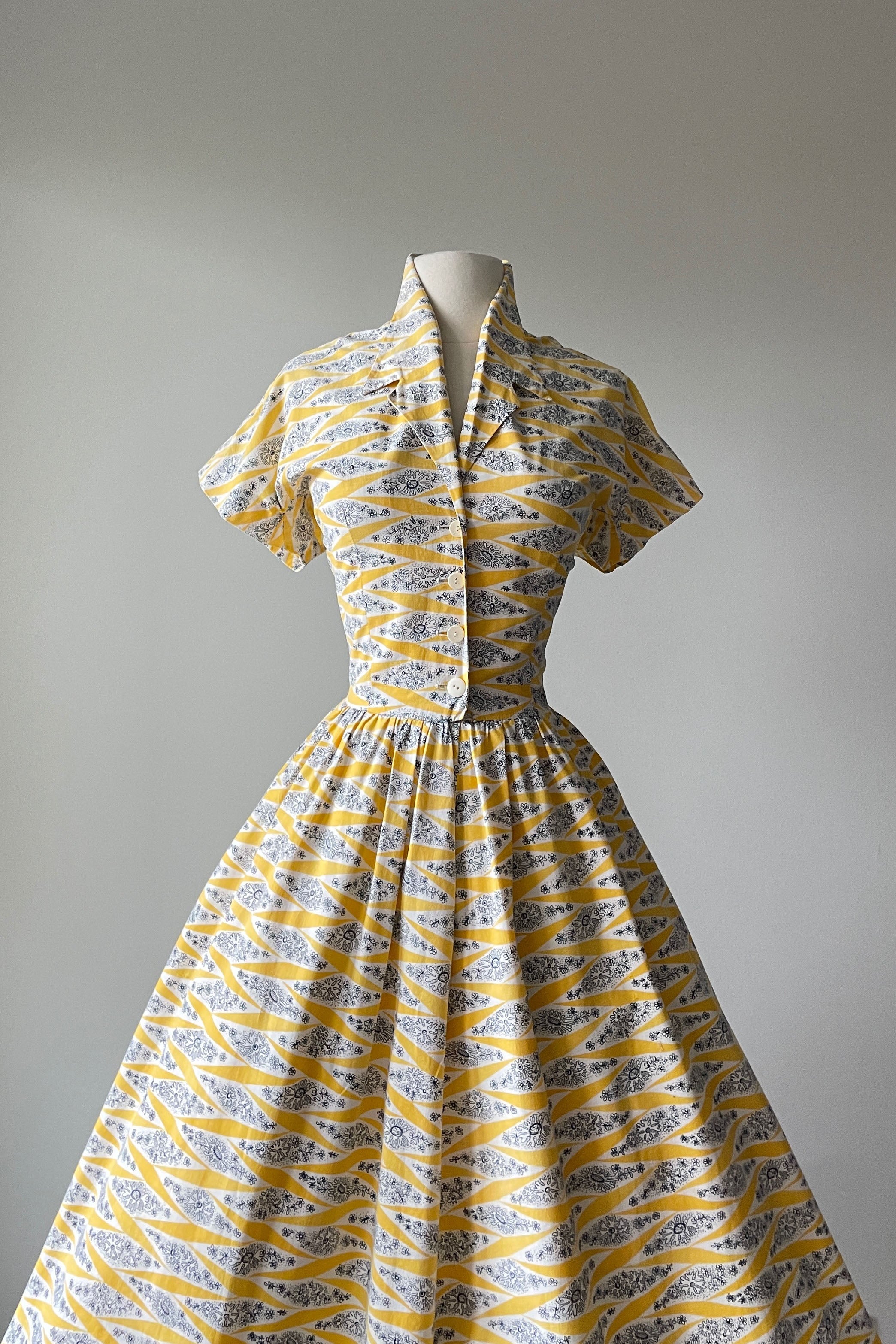 1950s Yellow Cotton Dress by Horrockses | MEDIUM Mill Street Vintage 1950s Yellow Cotton Dress by Horrockses | MEDIUM Mill Street Vintage