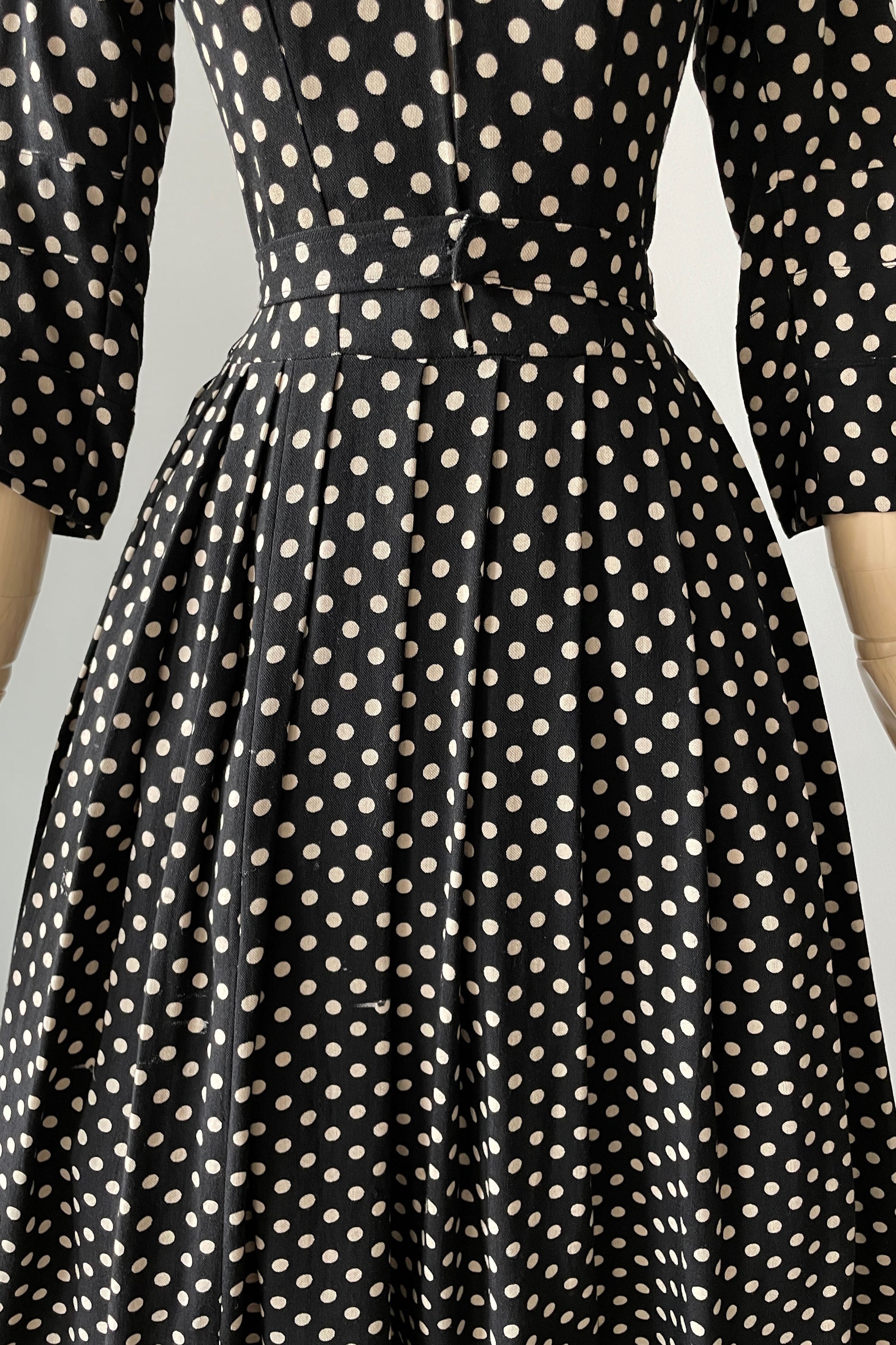 1950s Black White Polka Dot Dress | XS/S Mill Street Vintage 1950s Black White Polka Dot Dress | XS/S Mill Street Vintage