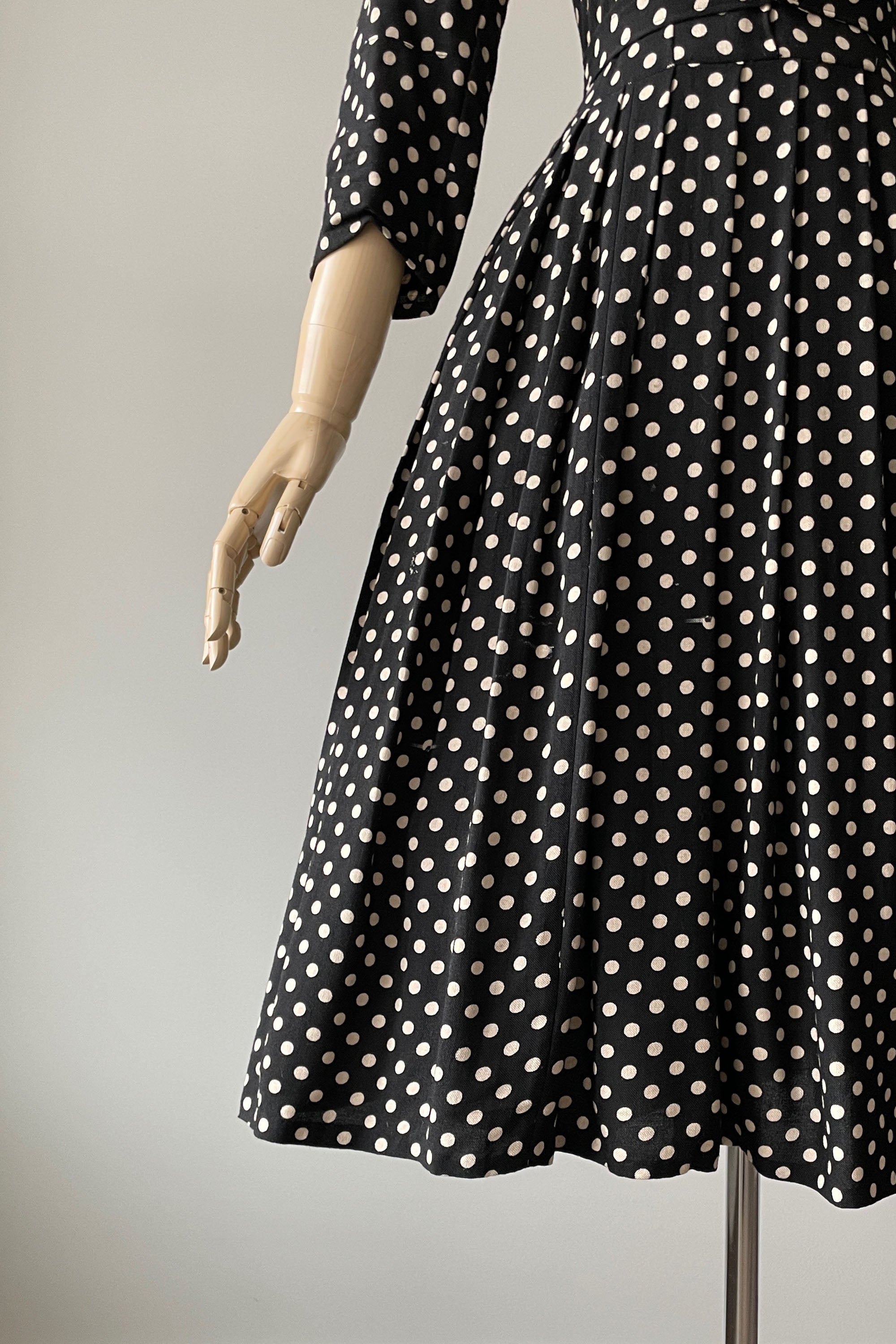 1950s Black White Polka Dot Dress | XS/S Mill Street Vintage 1950s Black White Polka Dot Dress | XS/S Mill Street Vintage