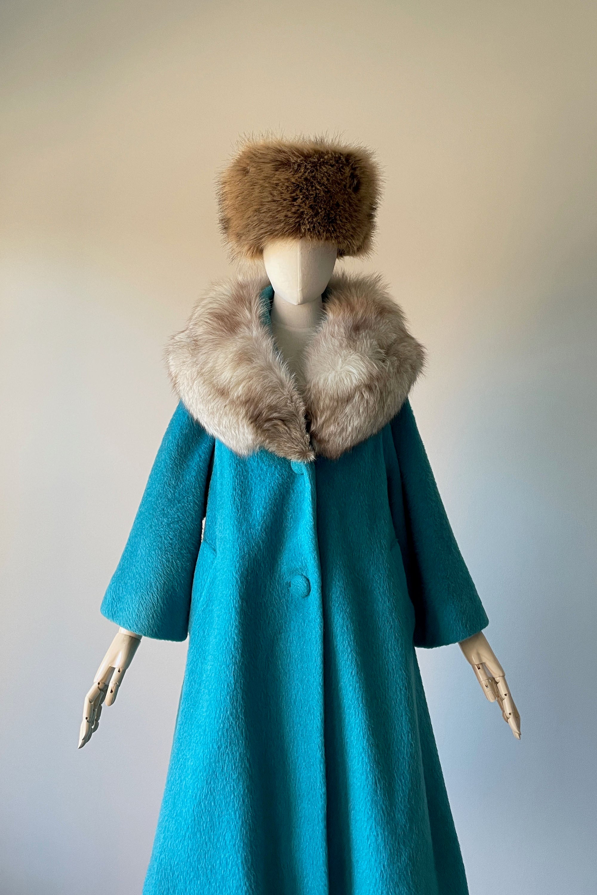 1960s Turquoise Blue Fox Fur Lilli Ann Coat | S/M – Mill Street