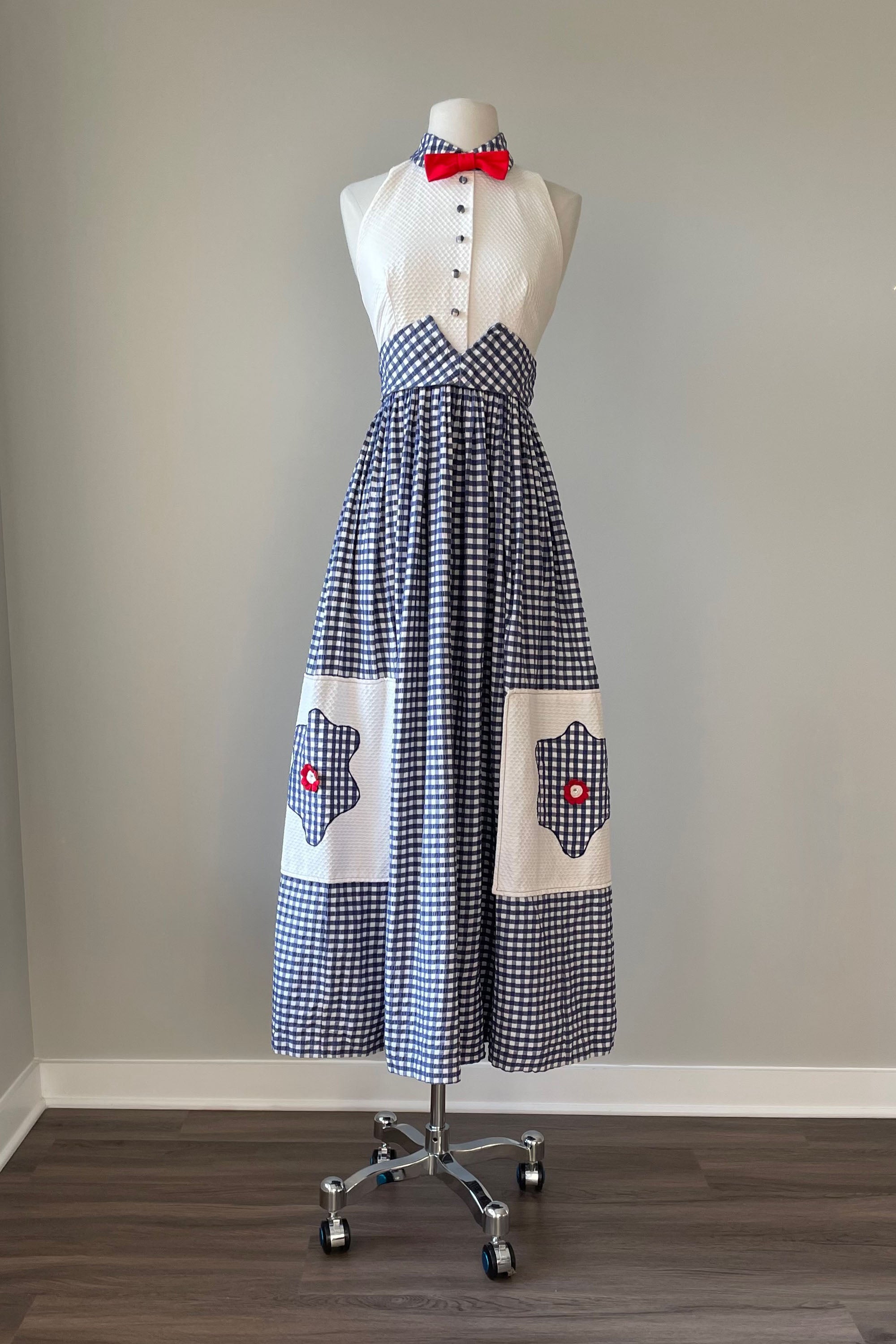 1960s Blue White Gingham Maxi Dress | XS Mill Street Vintage 1960s Blue White Gingham Maxi Dress | XS Mill Street Vintage